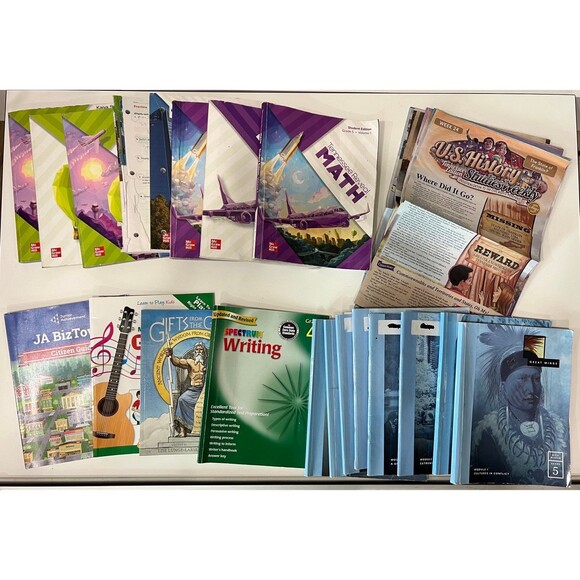 48pc School Supplies Learning Bundle Homeschool Math English Science Work Books - Picture 2 of 8